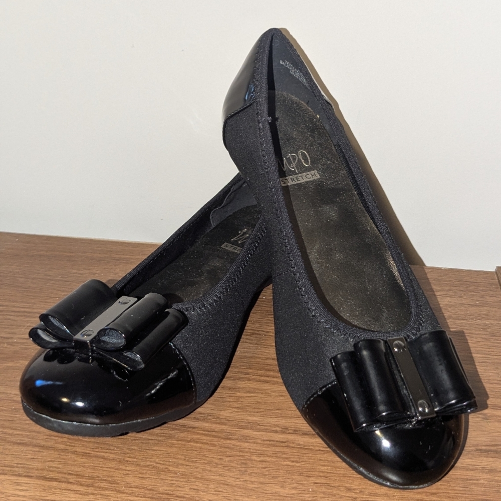 Impo Black Patent Bow Flats